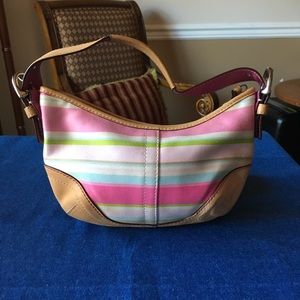 🌸Coach🌸Colorful Shoulder Bag w/ Leather Accents